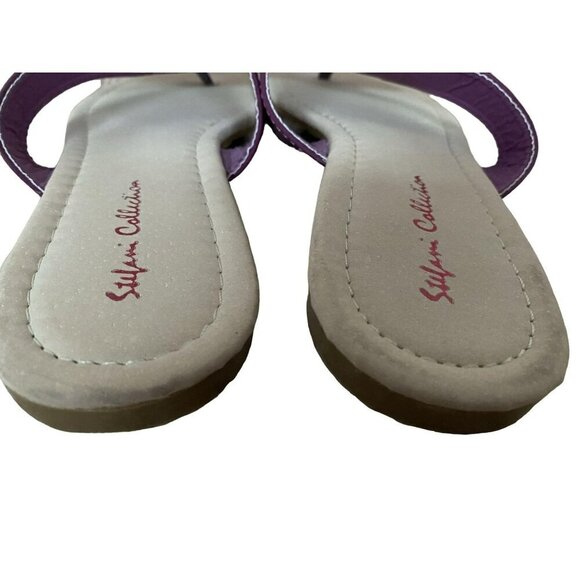 Stefani Collection Lily Flat Sandals Plum Purple Floral Slip-On Slides Sz 8.5M - Picture 4 of 6